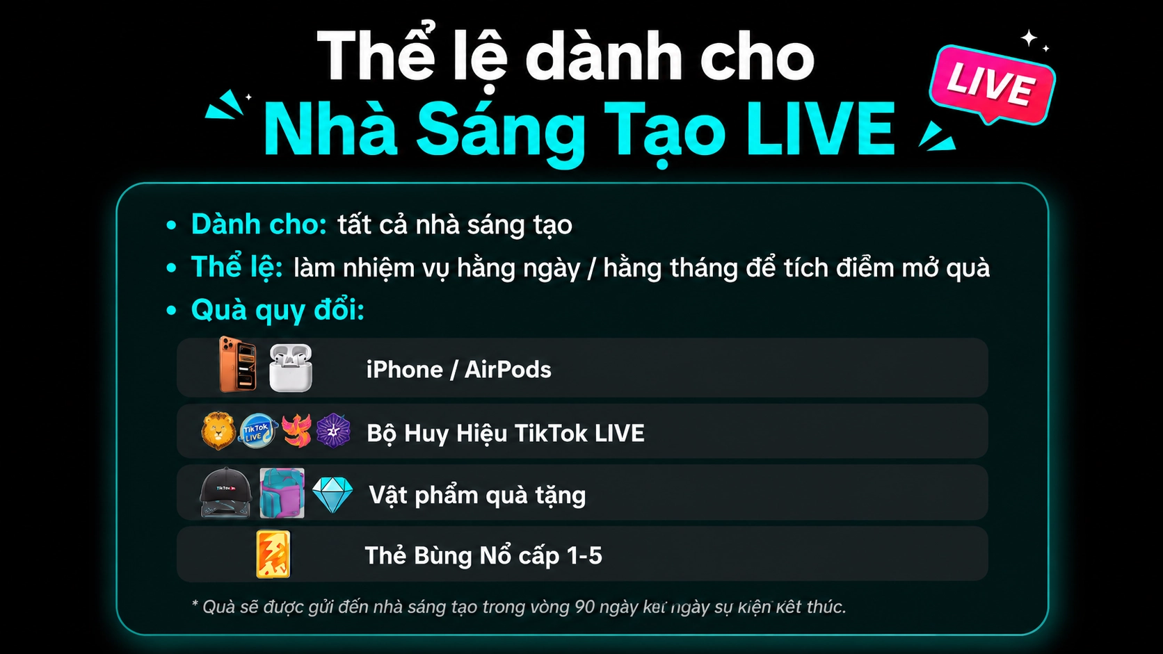 Thể lệ chương trình dành cho Nhà sáng tạo LIVE