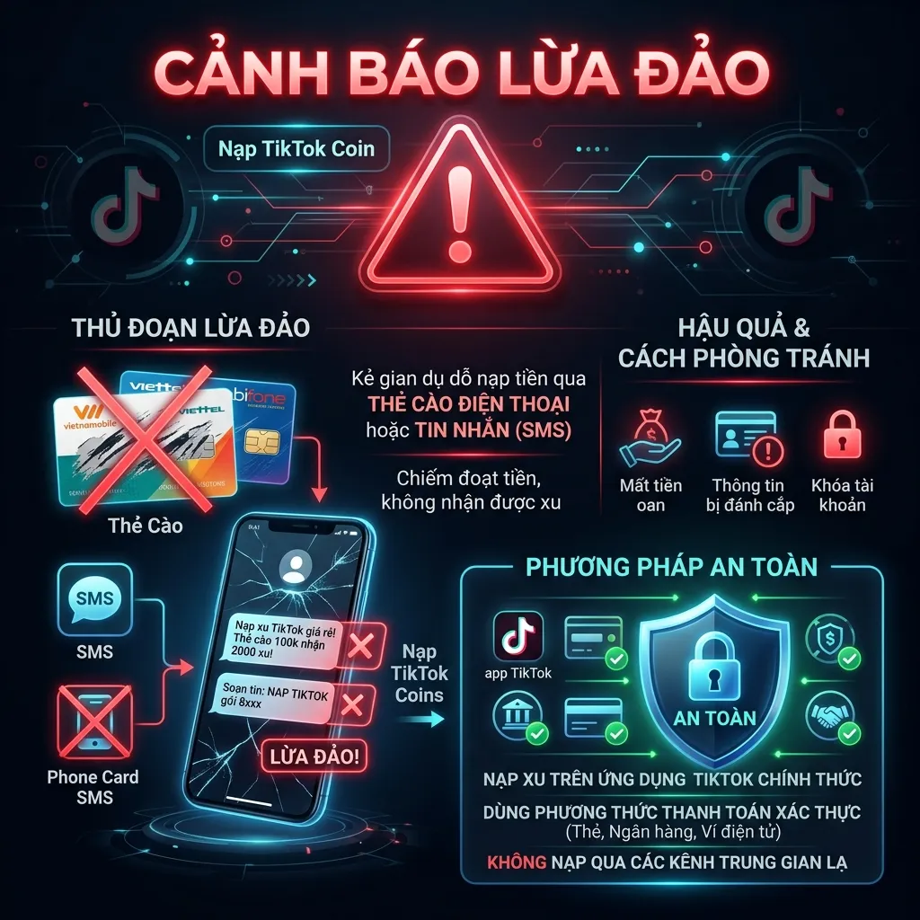 Cảnh báo lừa đảo nạp xu TikTok bằng thẻ điện thoại